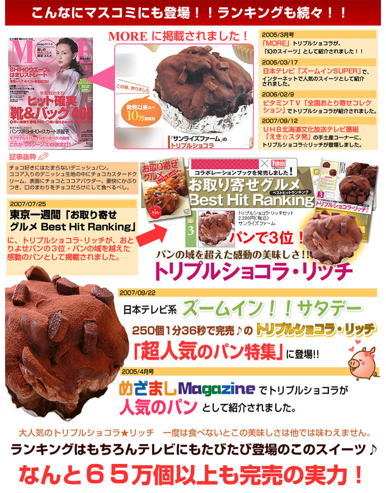 トリプルショコラリッチこんなにたくさんの雑誌TVに登場